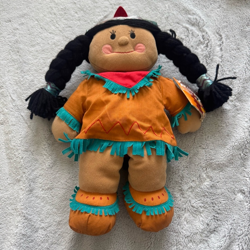 1995 Gibson Greetings Li’l Pocahontas Plush Doll with Story Book 15”‎